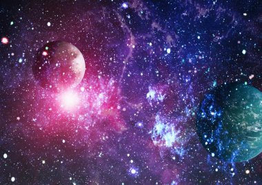 Uzaydaki gezegenler, yıldızlar ve galaksiler uzay keşiflerinin güzelliğini gösteriyor. NASA tarafından döşenmiş elementler