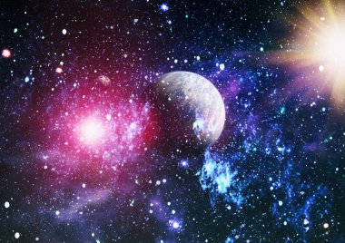 Uzaydaki gezegenler, yıldızlar ve galaksiler uzay keşiflerinin güzelliğini gösteriyor. NASA tarafından döşenmiş elementler