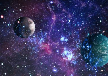 Uzaydaki gezegenler, yıldızlar ve galaksiler uzay keşiflerinin güzelliğini gösteriyor. NASA tarafından döşenmiş elementler