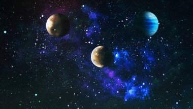 Patlama süpernovası. Parlak Yıldız Nebulası. Uzak galaksi. Soyut görüntü. Bu görüntünün elementleri NASA tarafından desteklenmektedir.