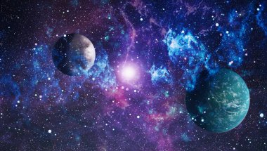 Patlama süpernovası. Parlak Yıldız Nebulası. Uzak galaksi. Soyut görüntü. Bu görüntünün elementleri NASA tarafından desteklenmektedir.