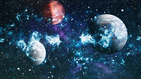 Uzayda ateşli bir patlama. Evrenin soyut çizimi. Bu görüntünün elementleri NASA tarafından desteklenmektedir