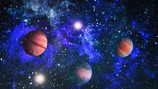 Planets Stars Galaxies Outer Space Showing Beauty Space Exploration Elements — Stock Photo, Image