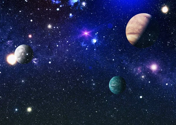 Uzaydaki gezegenler, yıldızlar ve galaksiler uzay keşiflerinin güzelliğini gösteriyor. NASA tarafından döşenmiş elementler