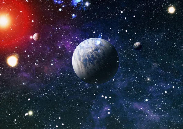 Uzaydaki gezegenler, yıldızlar ve galaksiler uzay keşiflerinin güzelliğini gösteriyor. NASA tarafından döşenmiş elementler