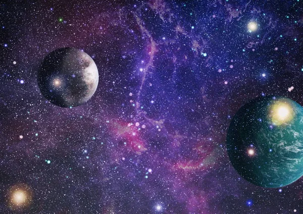 Planets Stars Galaxies Outer Space Showing Beauty Space Exploration Elements — Stock Photo, Image