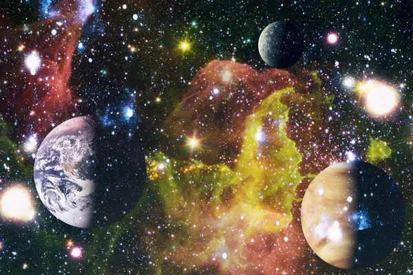 Planets Stars Galaxies Outer Space Showing Beauty Space Exploration Elements — Stock Photo, Image