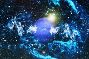 Patlama süpernovası. Parlak Yıldız Nebulası. Uzak galaksi. Soyut görüntü. Bu görüntünün elementleri NASA tarafından desteklenmektedir.