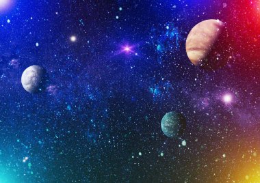 Renkli derin uzay. Evren kavramı arka plan. Nasa tarafından döşenmiş bu görüntü unsurları