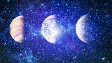 Renkli derin uzay. Evren kavramı arka plan. Nasa tarafından döşenmiş bu görüntü unsurları