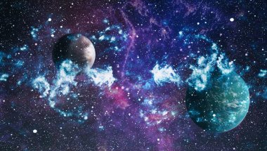 Renkli derin uzay. Evren kavramı arka plan. Nasa tarafından döşenmiş bu görüntü unsurları