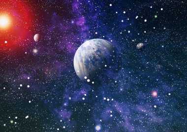 Renkli derin uzay. Evren kavramı arka plan. Nasa tarafından döşenmiş bu görüntü unsurları