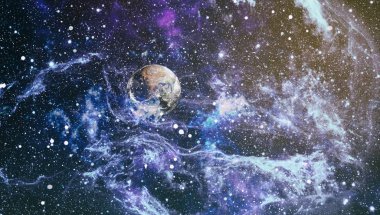 Renkli derin uzay. Evren kavramı arka plan. Nasa tarafından döşenmiş bu görüntü unsurları