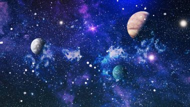 Renkli derin uzay. Evren kavramı arka plan. Nasa tarafından döşenmiş bu görüntü unsurları