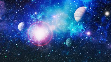 Renkli derin uzay. Evren kavramı arka plan. Nasa tarafından döşenmiş bu görüntü unsurları