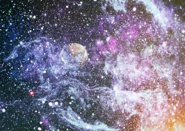 Renkli derin uzay. Evren kavramı arka plan. Nasa tarafından döşenmiş bu görüntü unsurları