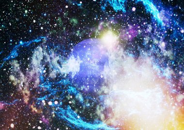 Renkli derin uzay. Evren kavramı arka plan. Nasa tarafından döşenmiş bu görüntü unsurları