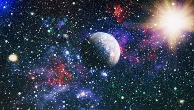 Renkli derin uzay. Evren kavramı arka plan. Nasa tarafından döşenmiş bu görüntü unsurları