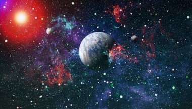 Renkli derin uzay. Evren kavramı arka plan. Nasa tarafından döşenmiş bu görüntü unsurları