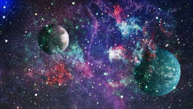 Renkli derin uzay. Evren kavramı arka plan. Nasa tarafından döşenmiş bu görüntü unsurları