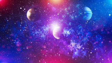 Renkli derin uzay. Evren kavramı arka plan. Nasa tarafından döşenmiş bu görüntü unsurları