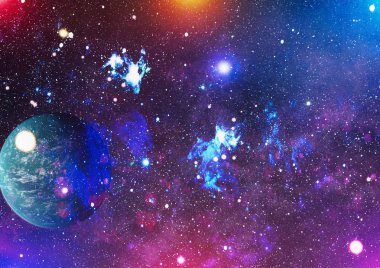 Renkli derin uzay. Evren kavramı arka plan. Nasa tarafından döşenmiş bu görüntü unsurları
