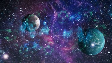 Renkli derin uzay. Evren kavramı arka plan. Nasa tarafından döşenmiş bu görüntü unsurları