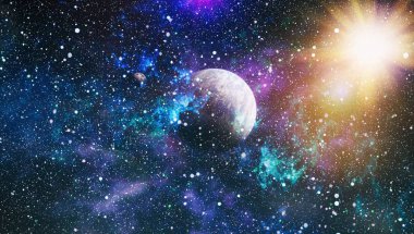 Renkli derin uzay. Evren kavramı arka plan. Nasa tarafından döşenmiş bu görüntü unsurları