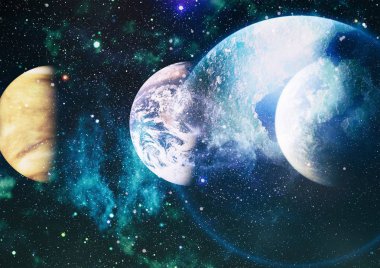 Renkli derin uzay. Evren kavramı arka plan. Nasa tarafından döşenmiş bu görüntü unsurları