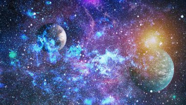 Renkli derin uzay. Evren kavramı arka plan. Nasa tarafından döşenmiş bu görüntü unsurları
