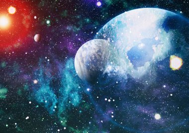 Renkli derin uzay. Evren kavramı arka plan. Nasa tarafından döşenmiş bu görüntü unsurları