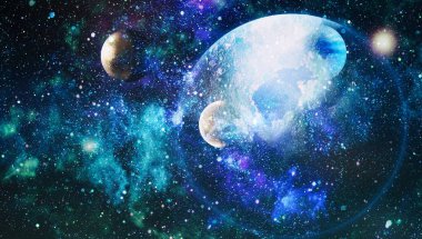 Renkli derin uzay. Evren kavramı arka plan. Nasa tarafından döşenmiş bu görüntü unsurları