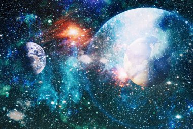 Renkli derin uzay. Evren kavramı arka plan. Nasa tarafından döşenmiş bu görüntü unsurları