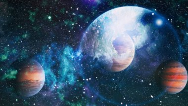 Renkli derin uzay. Evren kavramı arka plan. Nasa tarafından döşenmiş bu görüntü unsurları