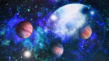 Renkli derin uzay. Evren kavramı arka plan. Nasa tarafından döşenmiş bu görüntü unsurları