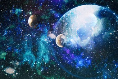 Renkli derin uzay. Evren kavramı arka plan. Nasa tarafından döşenmiş bu görüntü unsurları