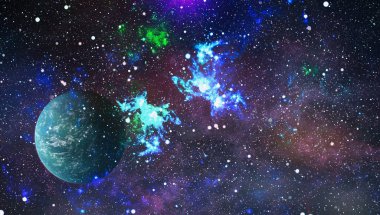 Renkli derin uzay. Evren kavramı arka plan. Nasa tarafından döşenmiş bu görüntü unsurları