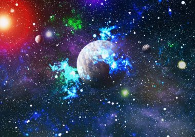 Renkli derin uzay. Evren kavramı arka plan. Nasa tarafından döşenmiş bu görüntü unsurları