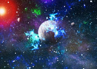 Renkli derin uzay. Evren kavramı arka plan. Nasa tarafından döşenmiş bu görüntü unsurları