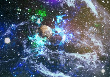 Renkli derin uzay. Evren kavramı arka plan. Nasa tarafından döşenmiş bu görüntü unsurları