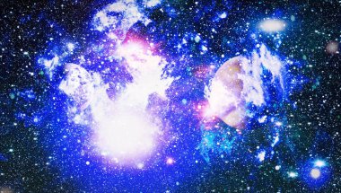 Uzaydaki gezegenler, yıldızlar ve galaksiler uzay keşiflerinin güzelliğini gösteriyor. NASA tarafından döşenmiş elementler