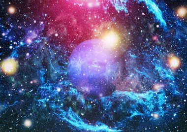 Uzaydaki gezegenler, yıldızlar ve galaksiler uzay keşiflerinin güzelliğini gösteriyor. NASA tarafından döşenmiş elementler