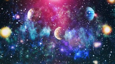 Uzaydaki gezegenler, yıldızlar ve galaksiler uzay keşiflerinin güzelliğini gösteriyor. NASA tarafından döşenmiş elementler