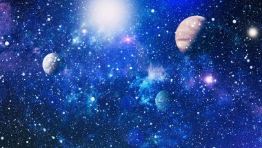 Uzaydaki gezegenler, yıldızlar ve galaksiler uzay keşiflerinin güzelliğini gösteriyor. NASA tarafından döşenmiş elementler