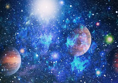 Uzaydaki gezegenler, yıldızlar ve galaksiler uzay keşiflerinin güzelliğini gösteriyor. NASA tarafından döşenmiş elementler