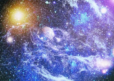 Uzaydaki gezegenler, yıldızlar ve galaksiler uzay keşiflerinin güzelliğini gösteriyor. NASA tarafından döşenmiş elementler