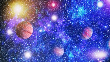 Nebula ve galaksiler uzayda. Bu görüntünün elementleri NASA tarafından desteklenmektedir.