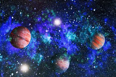 Nebula ve galaksiler uzayda. Bu görüntünün elementleri NASA tarafından desteklenmektedir.