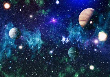 Nebula ve galaksiler uzayda. Bu görüntünün elementleri NASA tarafından desteklenmektedir.