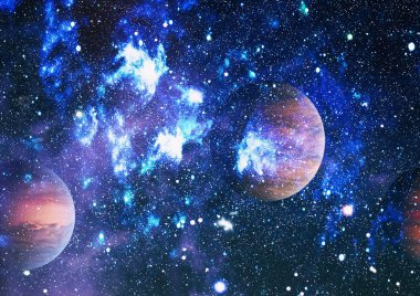 Nebula ve galaksiler uzayda. Bu görüntünün elementleri NASA tarafından desteklenmektedir.